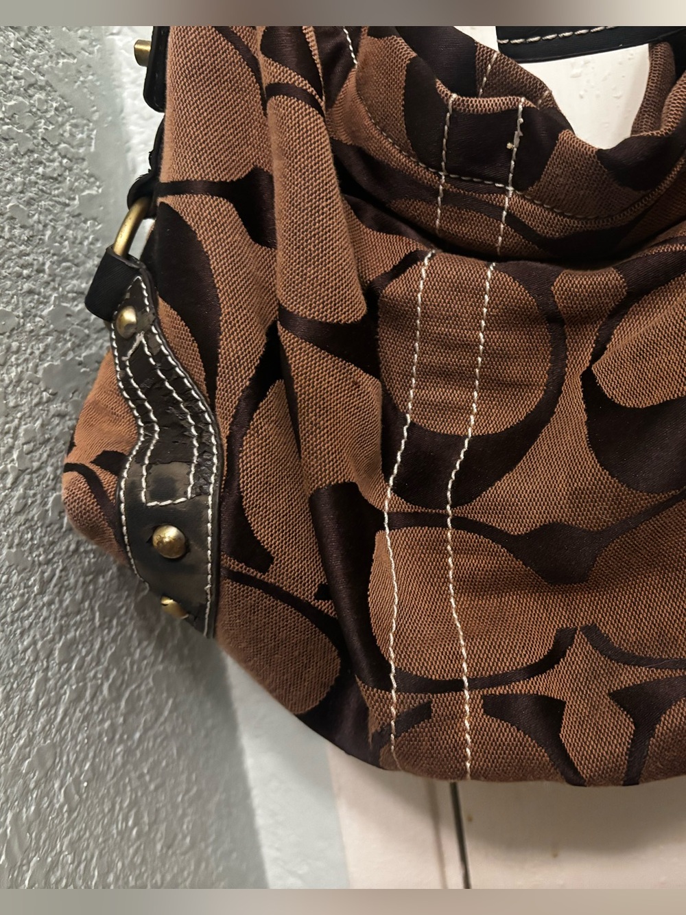 Vintage Coach Carly Dark Brown Shoulder Purse Hobo Bag - Picture 5 of 8